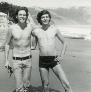 Tom Clark (L) and Lewis Warsh on the beach at Bolinas, Calif., 1968. Photo by Anne Waldman